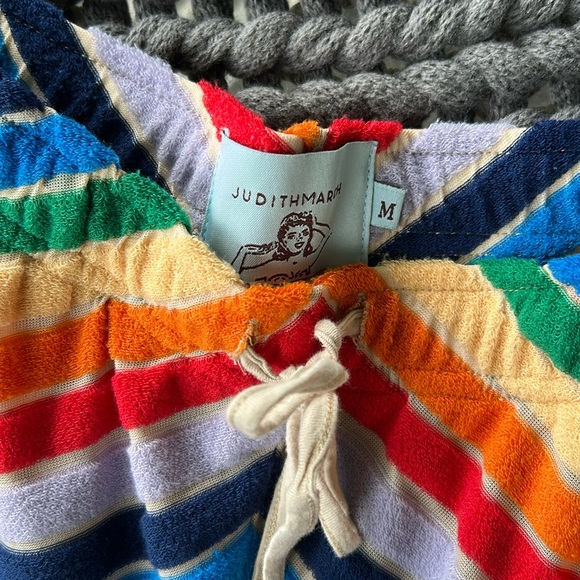 Judith March High Waist Rainbow Stripe Chevron Dolphin Hem Shorts M NEW Retro - Picture 3 of 5